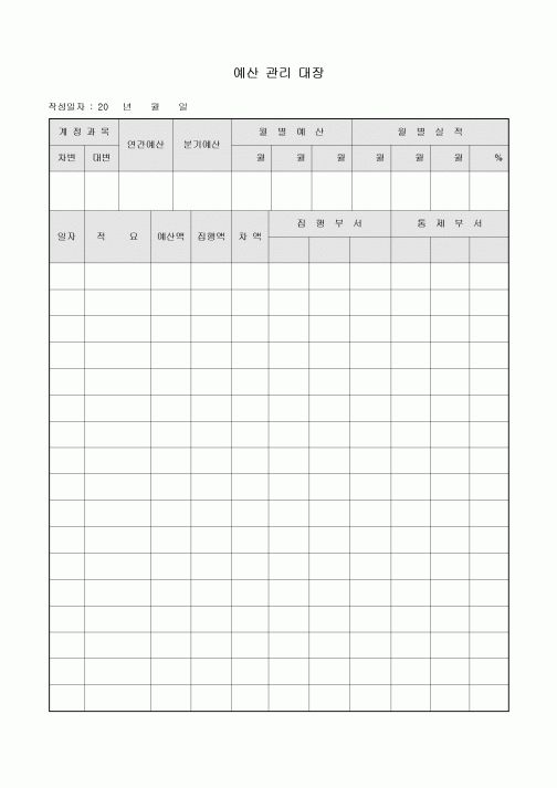 예산 관리 대장