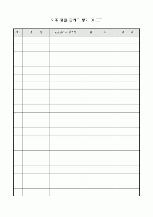 외주 품질 관리도 평가 SHEET