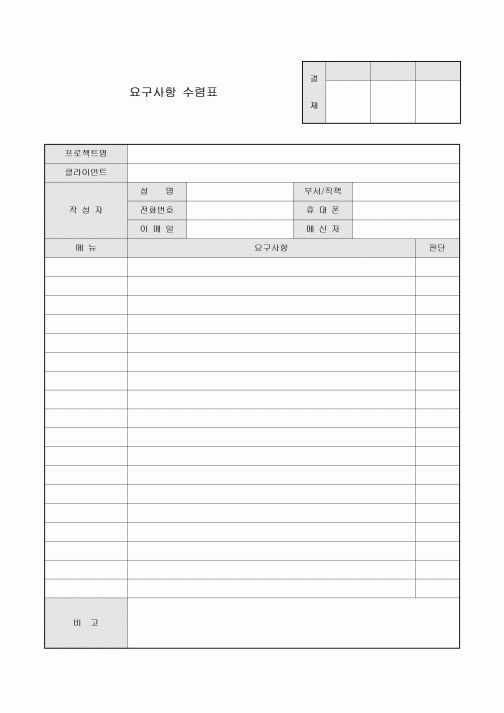 요구사항 수렴표(고객)