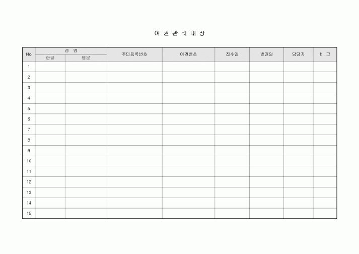 여권 관리 대장