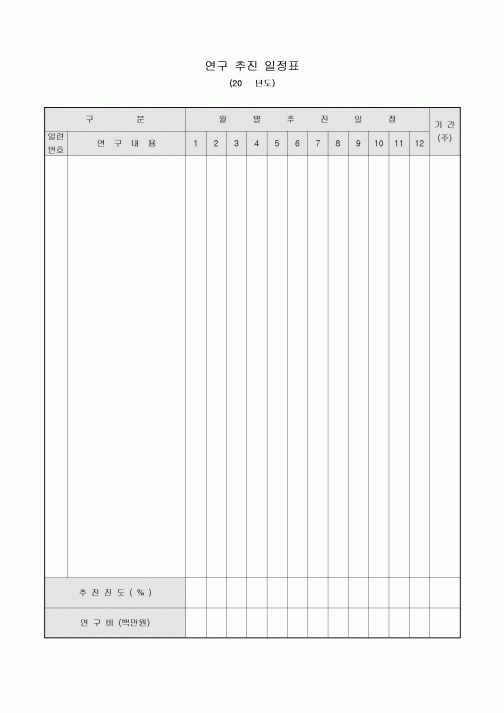 연간 연구 추진 일정표