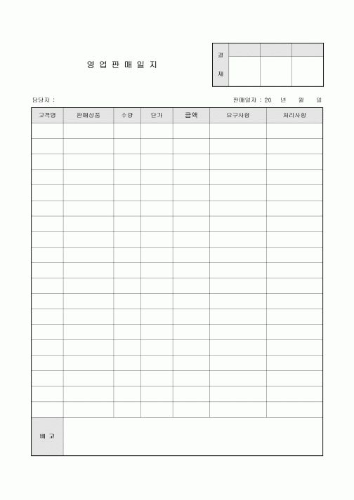 영업 판매 일지