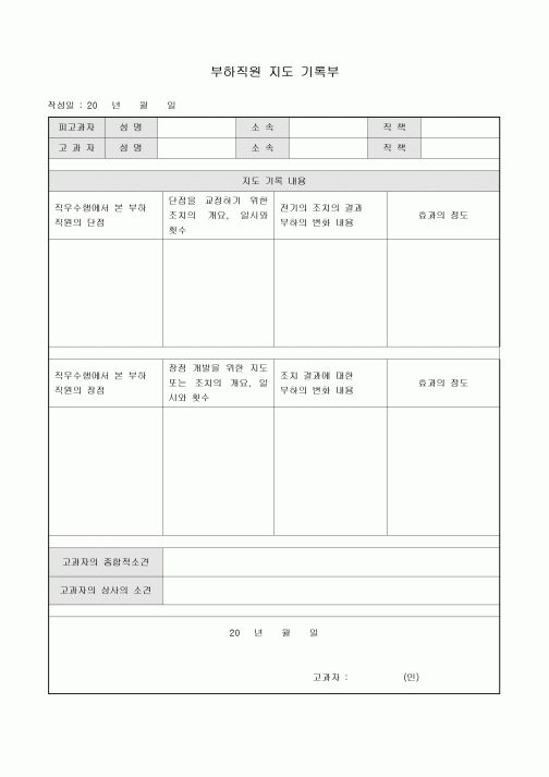 부하직원 지도 기록부