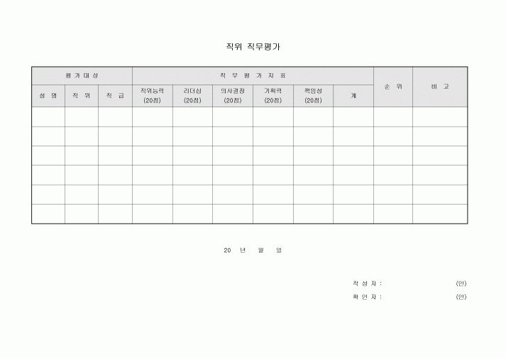 직위 직무 평가서