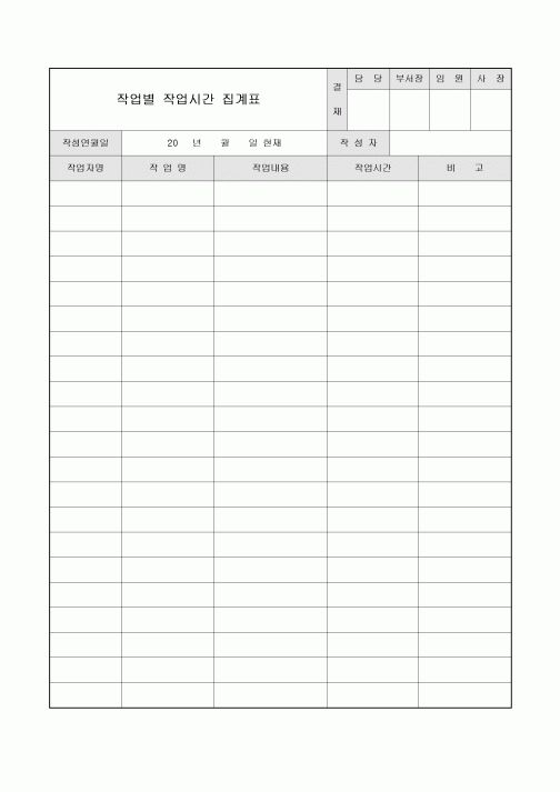 집계표(작업시간)