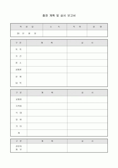 출장 계획 및 실시 보고서