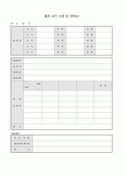 출장 승인 신청 및 명령서