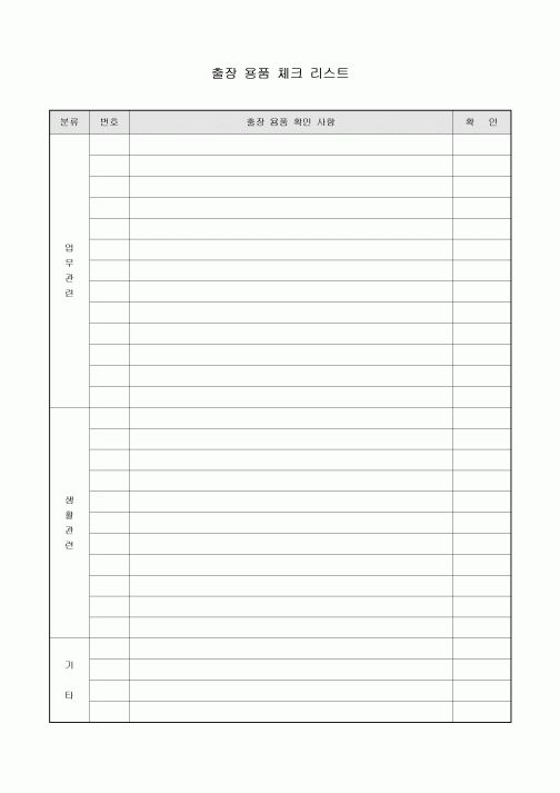 출장 용품 체크 리스트