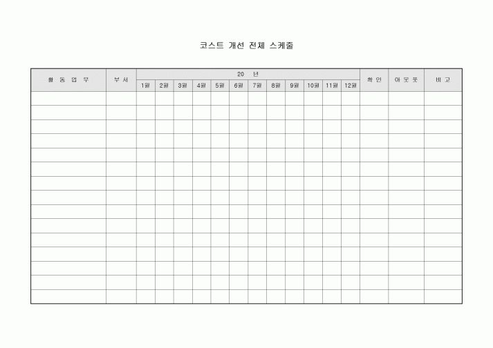 코스트 개선 전체 스케줄