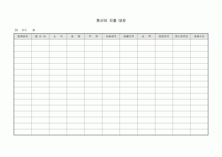 통신비 지출 대장(월간)