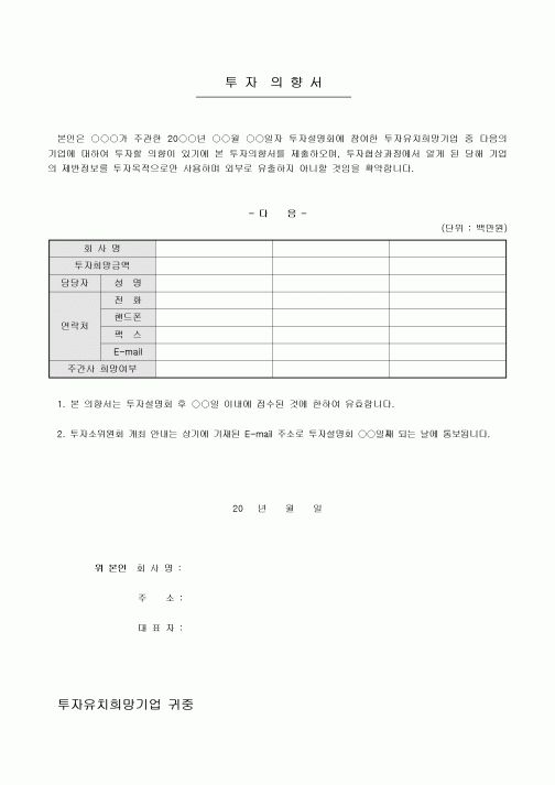 투자 의향서(LOI)