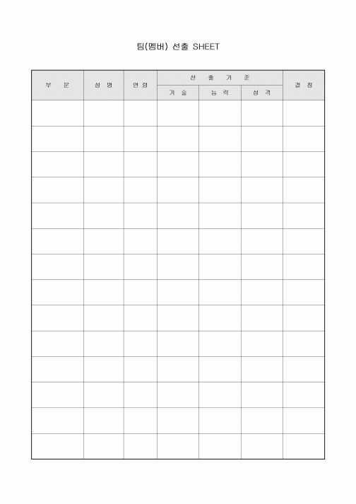 팀(멤버) 선출 SHEET