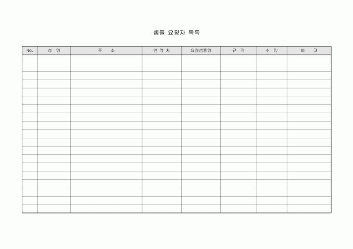 샘플요청자목록표