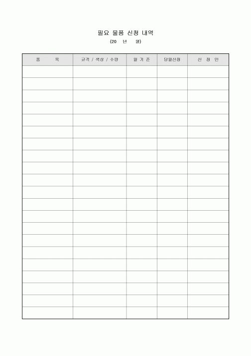 필요 물품 신청 내역(월간)