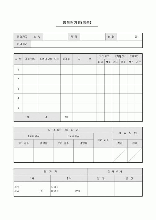업적평가표(공통)