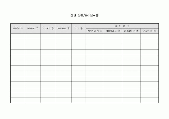 예산총괄차이 분석표(품목별)