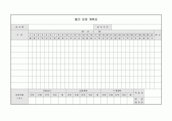 월간 공정 계획표