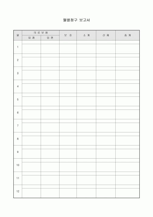 월별 청구 보고서(병원비)