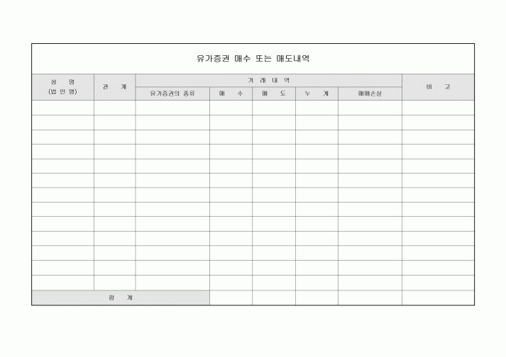 유가증권 매수내역(매도포함)