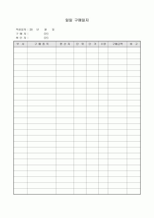 일일 구매일지(조리)