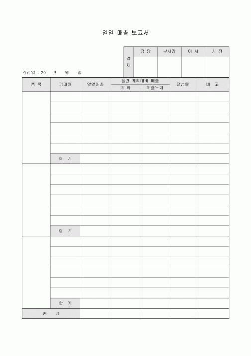 일일매출보고서(거래처별)