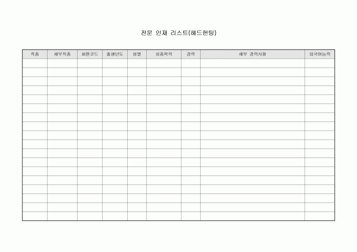 전문 인재 리스트(헤드헌팅)