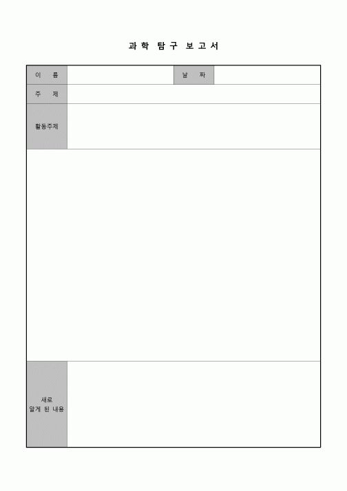 (학생) 과학 탐구 보고서(초등학생)