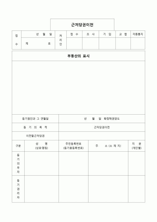 (부동산등기)확정채권양도로 인한 근저당권이전(구분건물)